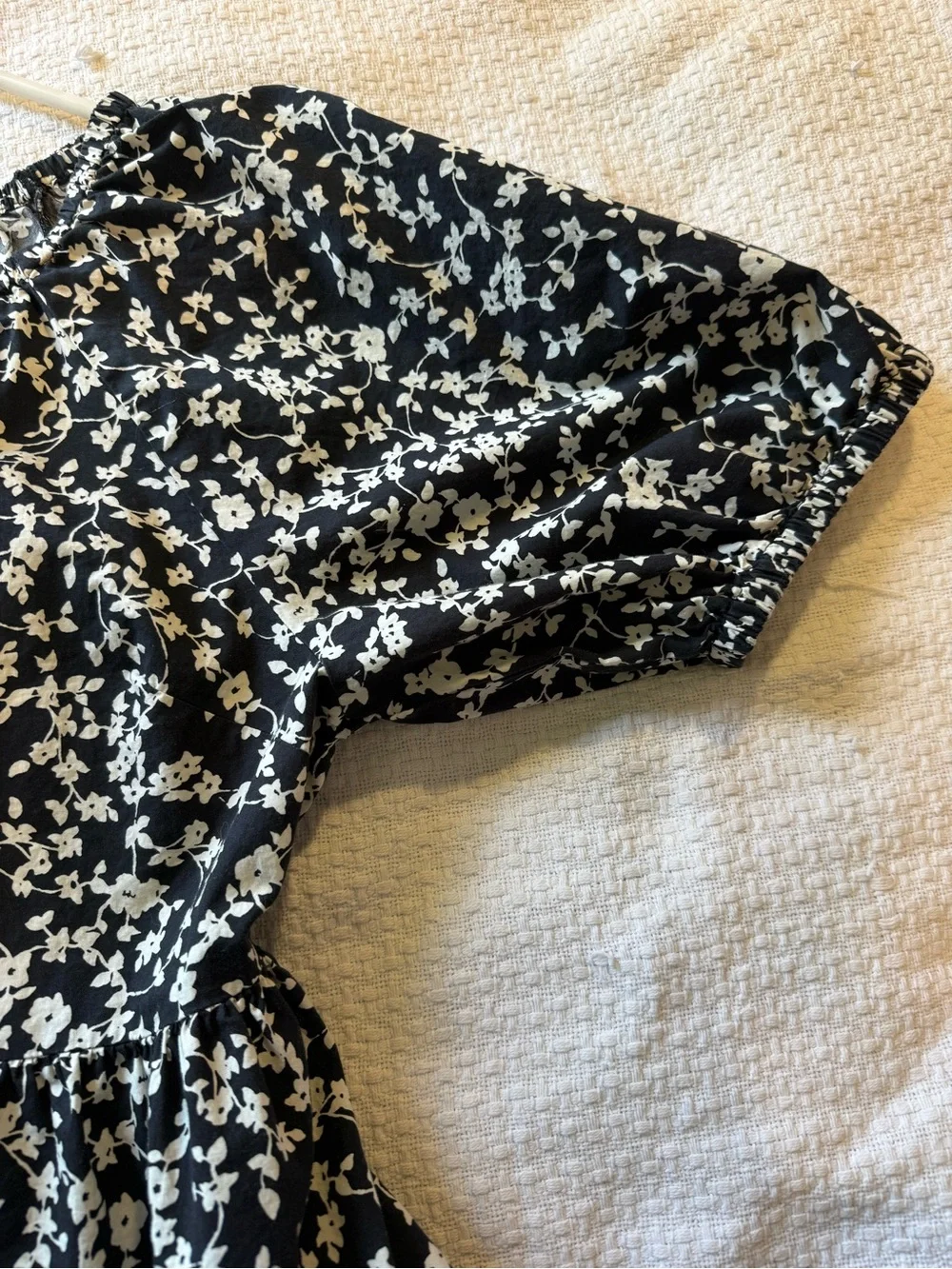 Old Navy Black and White Floral Peplum Blouse